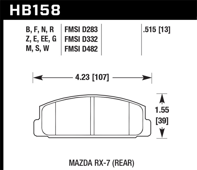 Mazda 6 Brake Pads - Rear - Hawk Performance - DTC-60 - `03-`05